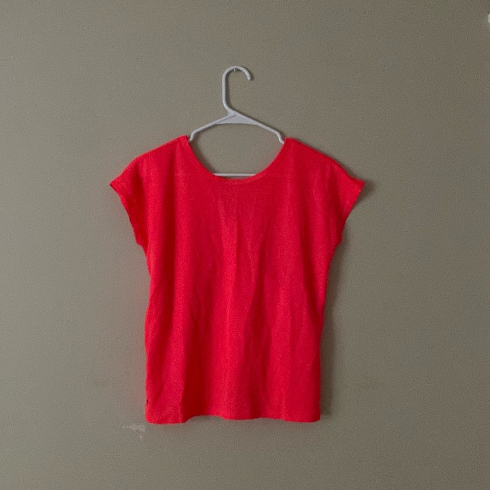 Lole Neon Pink Short Sleeve Lightweight Criss-Cross Top